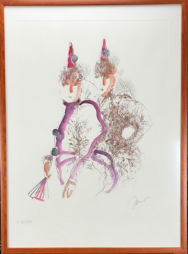 Rustam Khamdamov. Clownesses. Russian Painting. Paper, etching, watercolor. 2013. - landofmagazines.com