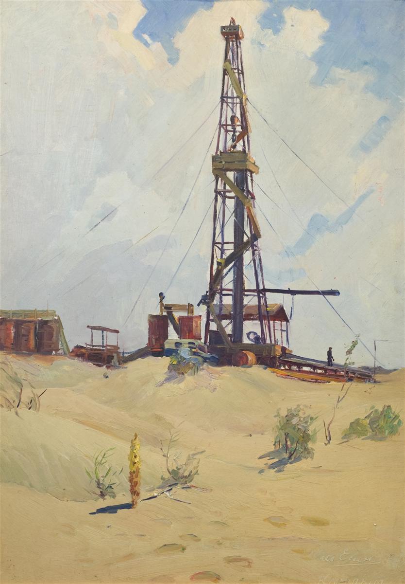 Esin Mikhail Mitrofanovich. Drilling in Barkhans. Kandym. Kyzylkum. Soviet Asia - landofmagazines.com