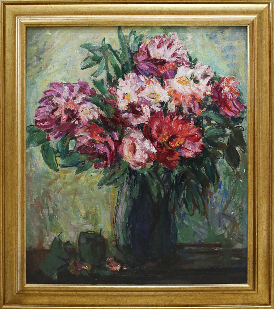 Koltsova-Bychkova Alexandra Grigoryevna. Peonies in a vase. Oil on canvas. - landofmagazines.com