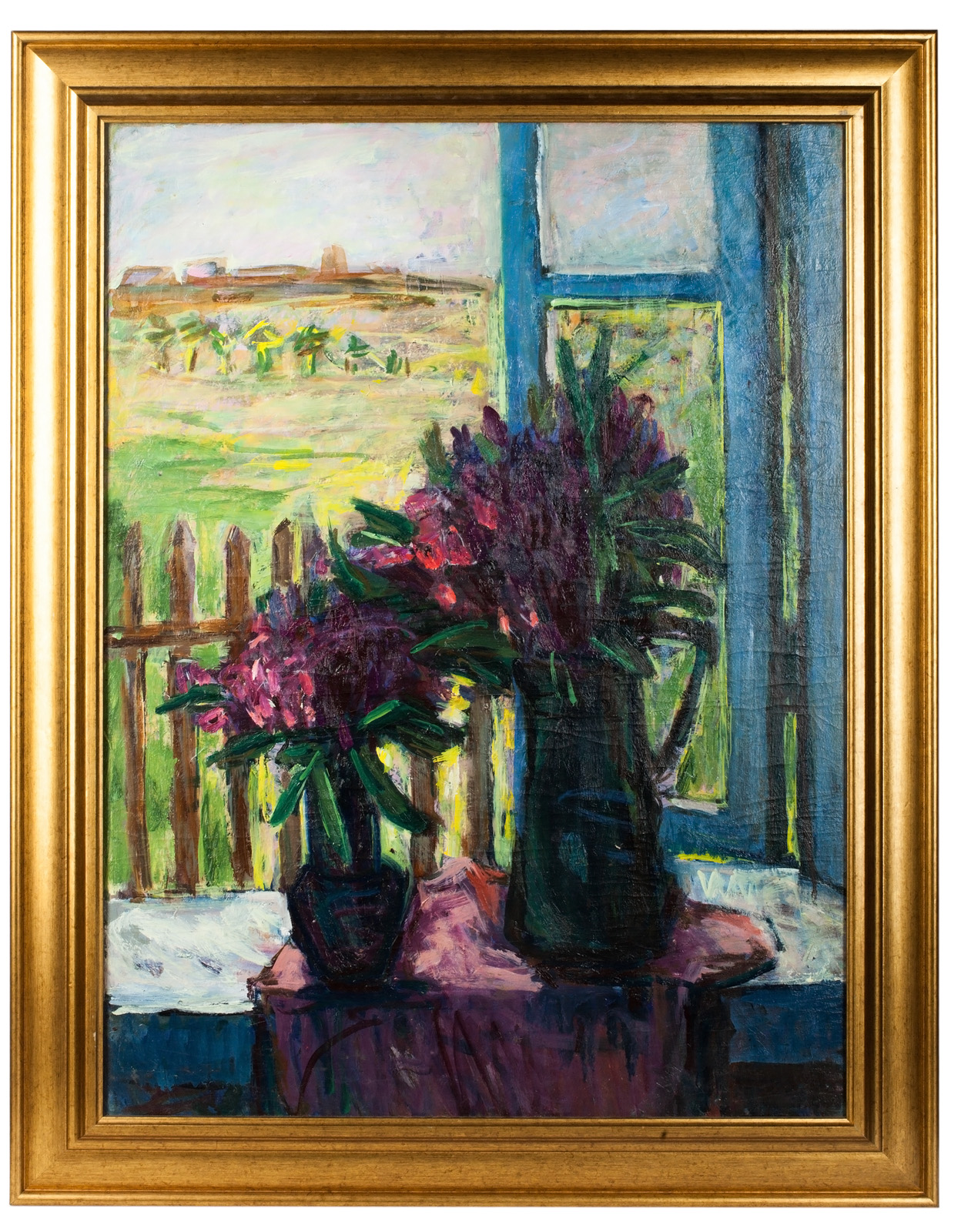 Koltsova-Bychkova Alexandra Grigoryevna. Two vases with flowers on the window. Oil on canvas. 1950s. - landofmagazines.com