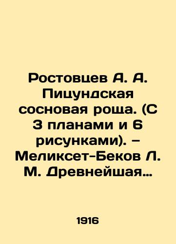 Rostovtsev A. A. Pitsundskaya sosnovaya roshcha. (S 3 planami i 6 risunkami). — Melikset-Bekov L. M. Drevneyshaya Pitsunda u Ponta Evksinskogo./A. A. Rostovtsevs Pitsunda pine grove (with 3 plans and 6 drawings) In Russian (ask us if in doubt). - landofmagazines.com