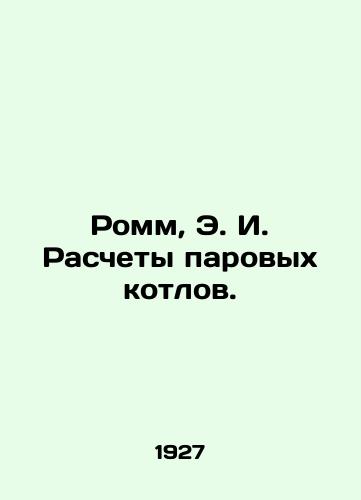 Romm, E. I. Raschety parovykh kotlov./Romm, E. I. Steam Boiler Calculations. In Russian (ask us if in doubt). - landofmagazines.com