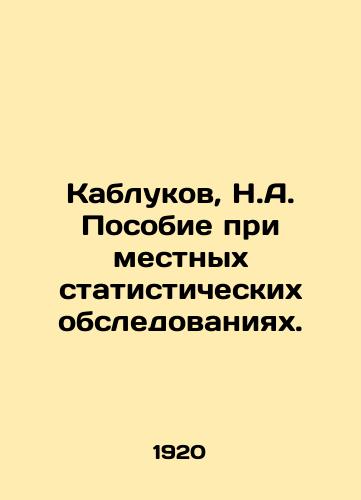 Kablukov, N.A. Posobie pri mestnykh statisticheskikh obsledovaniyakh./Heels, N.A. Handbook for local statistical surveys. In Russian (ask us if in doubt) - landofmagazines.com