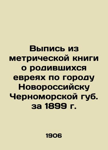 Vypis iz metricheskoy knigi o rodivshikhsya evreyakh po gorodu Novorossiysku Chernomorskoy gub. za 1899 g./Extract from the Metric Book on Born Jews in the City of Novorossiysk Black Sea Province for 1899 In Russian (ask us if in doubt). - landofmagazines.com