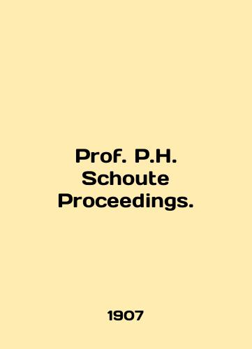 Prof. H. Schoute Proceedings./Prof. H. Schoute Proceedings. In English - landofmagazines.com